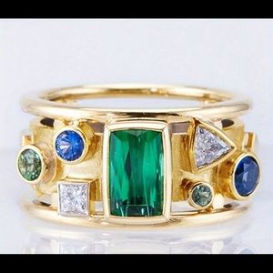 Zara 18K Gold Plated Gemstone Ring Size 9